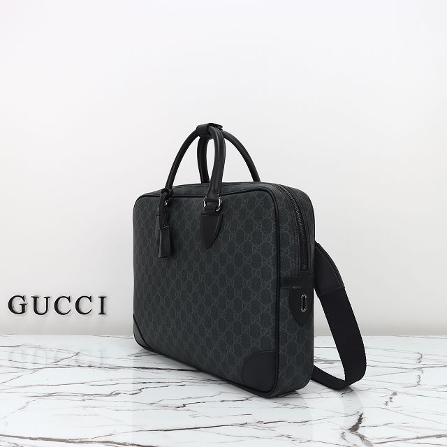 GG original canvas emblem medium briefcase 821149 black