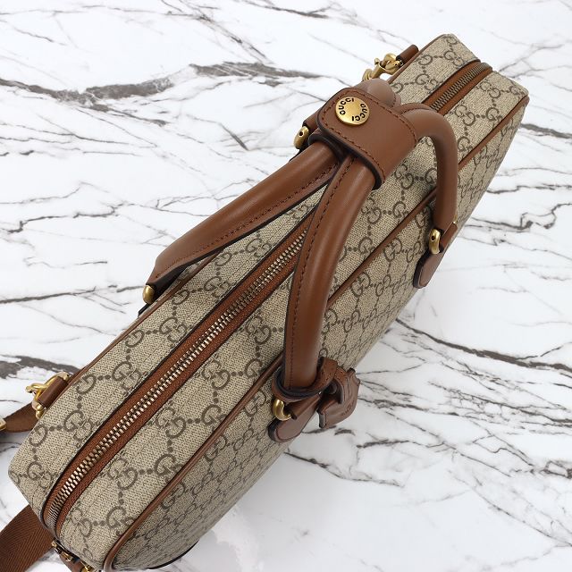 GG original canvas emblem medium briefcase 821149 brown