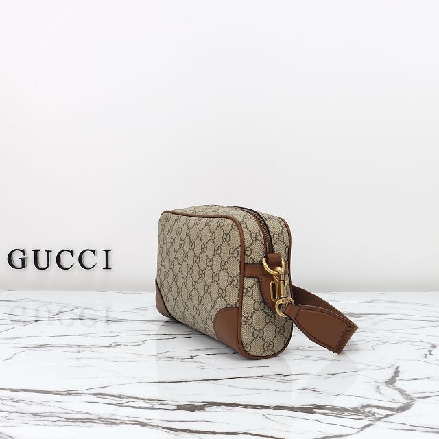 GG original canvas emblem small crossbody bag 821155 brown