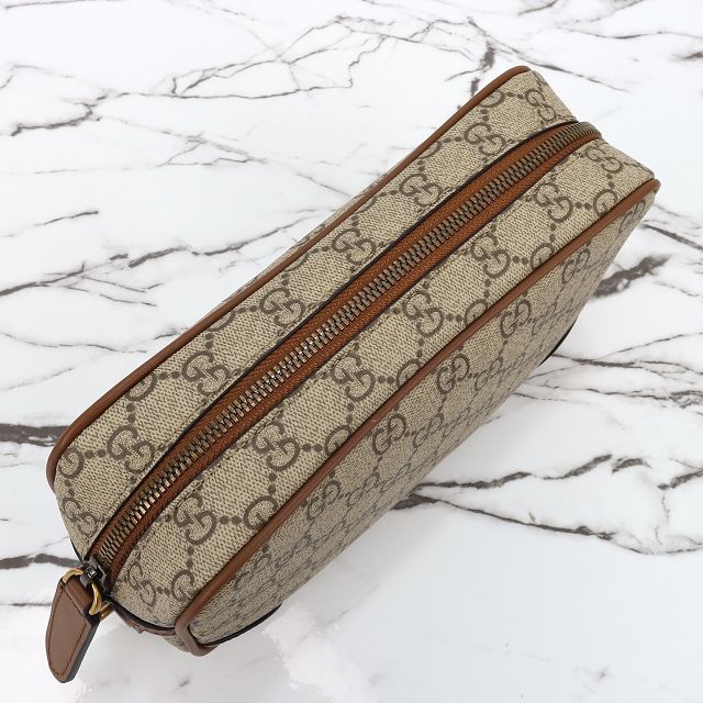 GG original canvas emblem small toiletry case 821164 brown