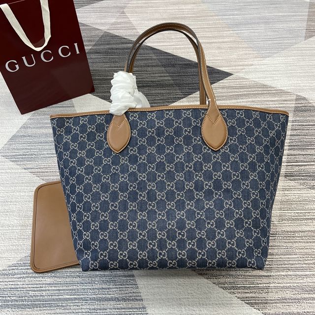 GG original denim totissima medium tote bag 820481 blue