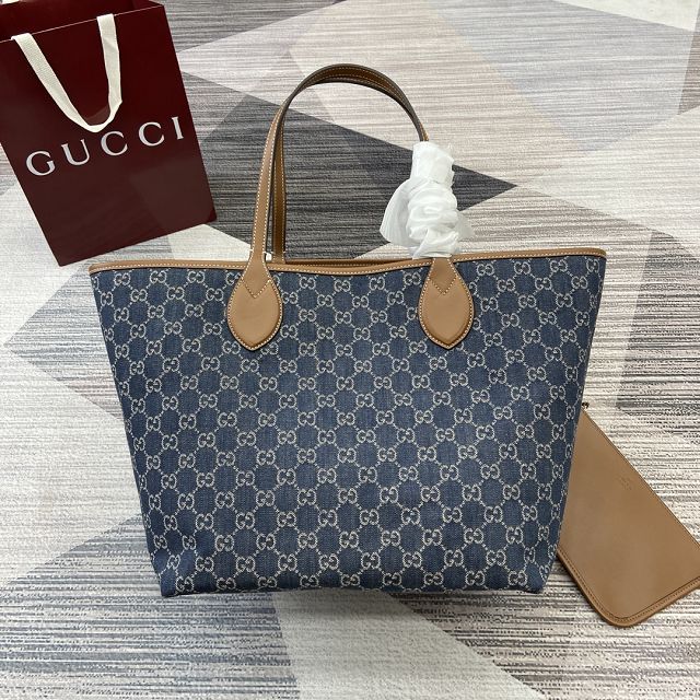 GG original denim totissima medium tote bag 820481 blue