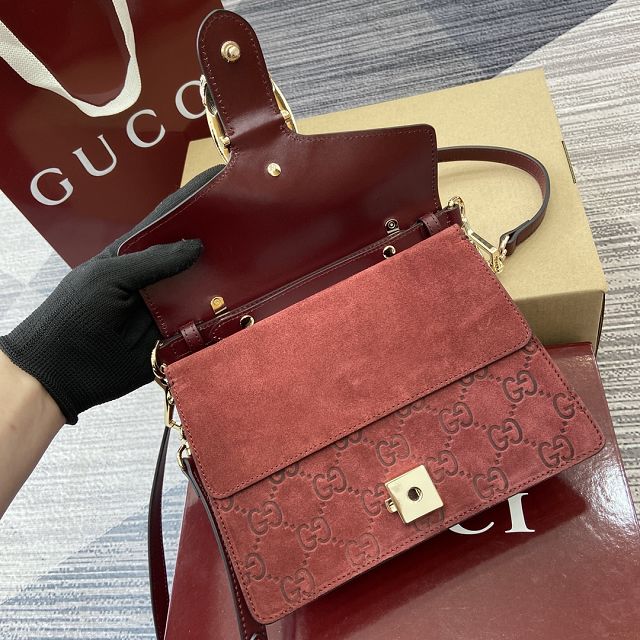 GG original suede dionysus mini top handle bag 813400 red