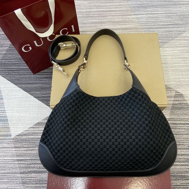 GG original suede B medium shoulder bag 834981 black