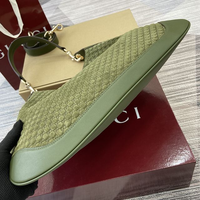GG original suede B medium shoulder bag 834981 green