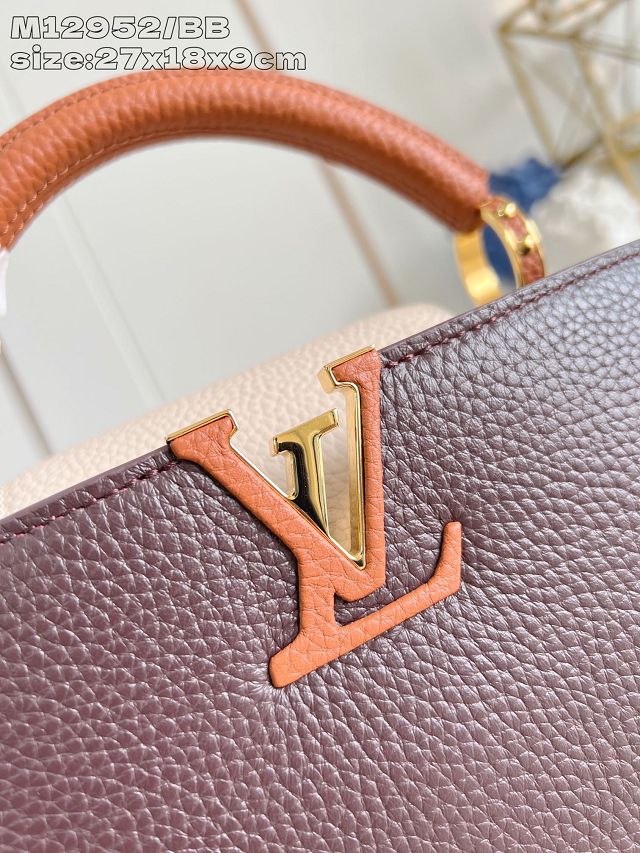 Louis vuitton original calfskin capucines BB handbag M21103 burgundy