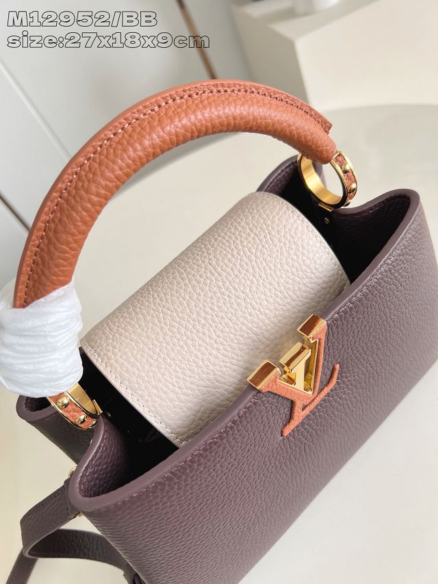 Louis vuitton original calfskin capucines BB handbag M21103 burgundy