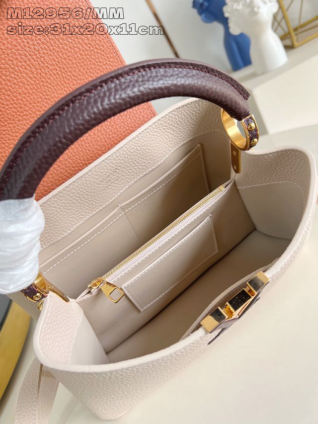 Louis vuitton original calfskin capucines mm handbag M20704 beige