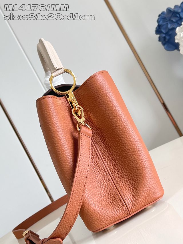 Louis vuitton original calfskin capucines mm handbag M20704 brown