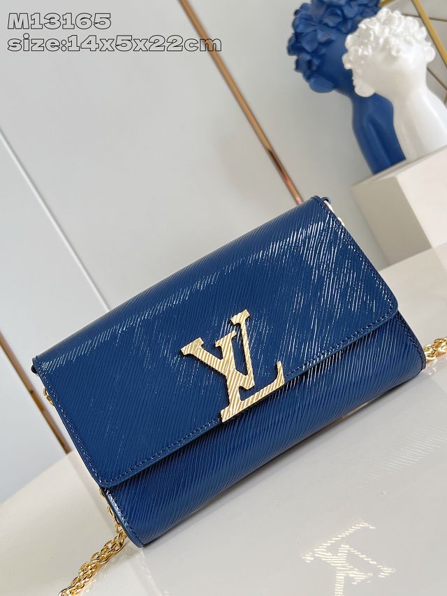 Louis vuitton original epi leather louise pochette M13165 blue