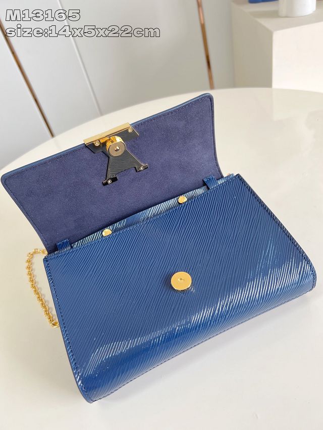 Louis vuitton original epi leather louise pochette M13165 blue