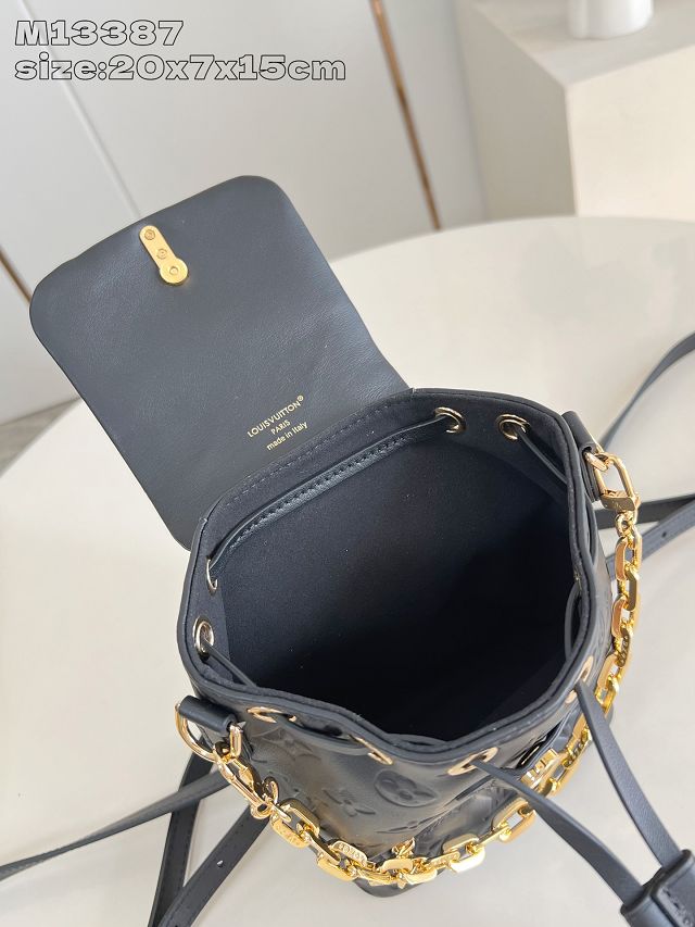 Louis vuitton original lambskin coussin backpack mini M13387 black