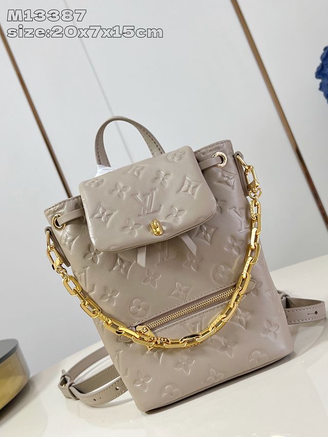 Louis vuitton original lambskin coussin backpack mini M13389 grey