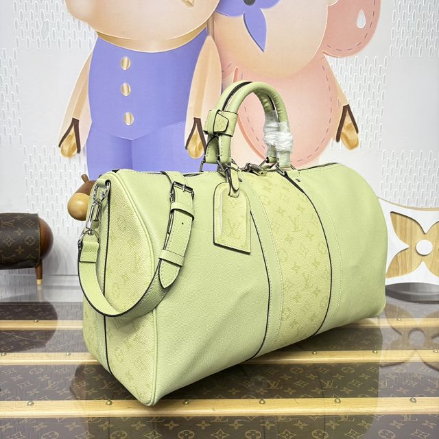 Louis vuitton original taiga calfskin keepall 45 M14124 lemon green