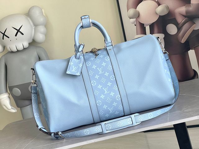 Louis vuitton original taiga calfskin keepall 50 M14122 blue
