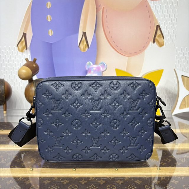 Louis vuitton original calfskin trio messenger bag M14785 blue