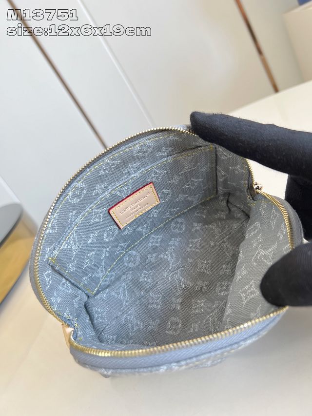 Louis vuitton original denim cosmetic pouch m13751 grey