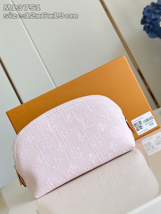 Louis vuitton original denim cosmetic pouch m13751 pink