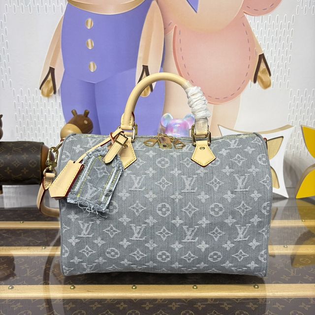 Louis vuitton original denim speedy soft 30 M13344 grey