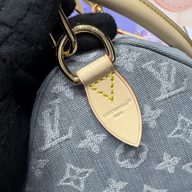 Louis vuitton original denim speedy soft 30 M13344 grey