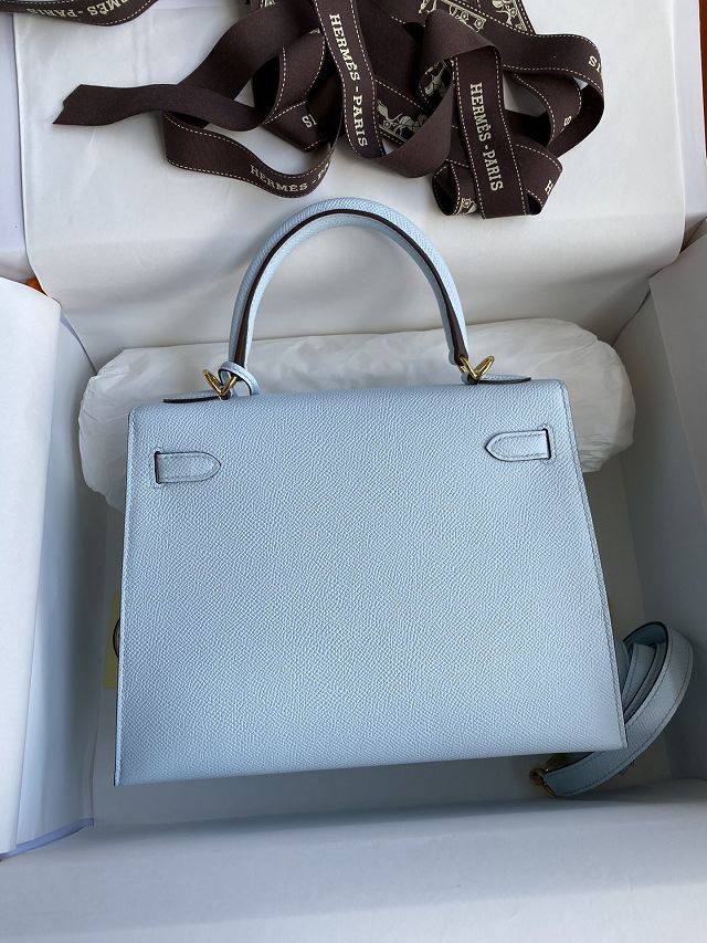 Hermes original epsom leather kelly 28 bag K28-2 azur