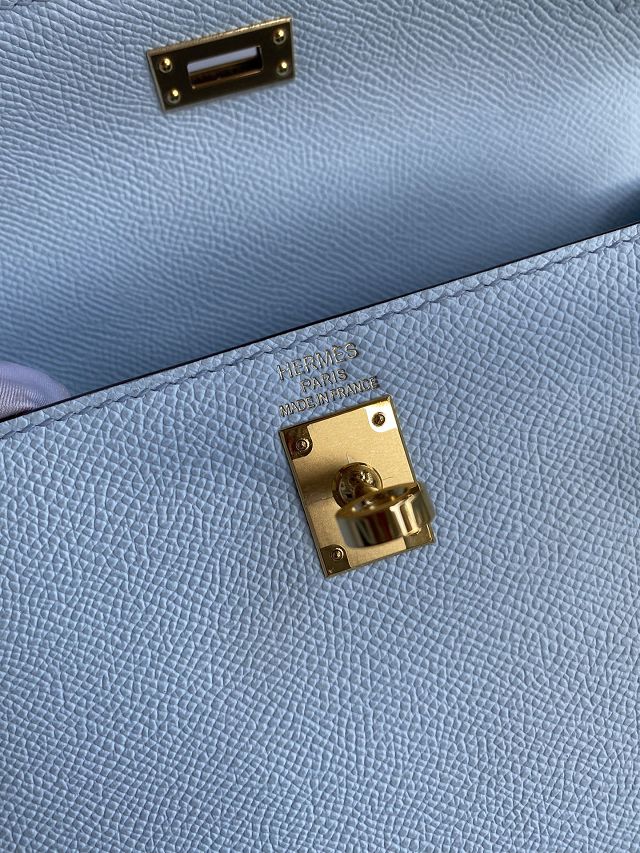 Hermes original epsom leather kelly 28 bag K28-2 azur
