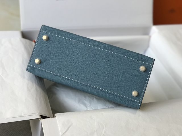 Hermes original epsom leather kelly 32 bag K32-1 blue jean