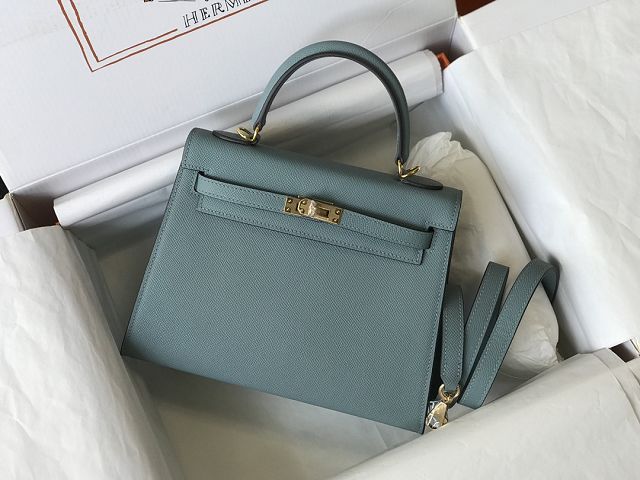 Hermes original epsom leather kelly 32 bag K32-1 ciel