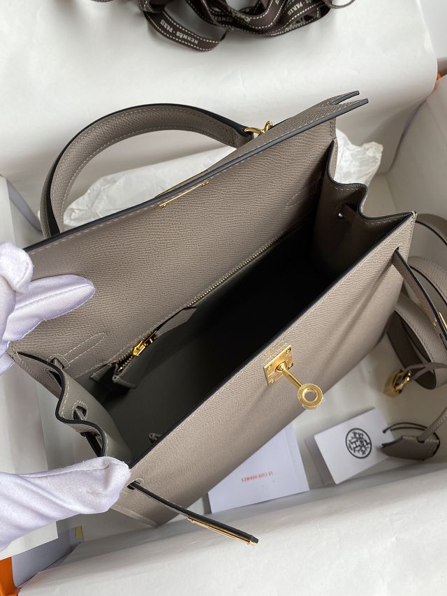 Hermes original epsom leather kelly 32 bag K32-1 grey asphalte