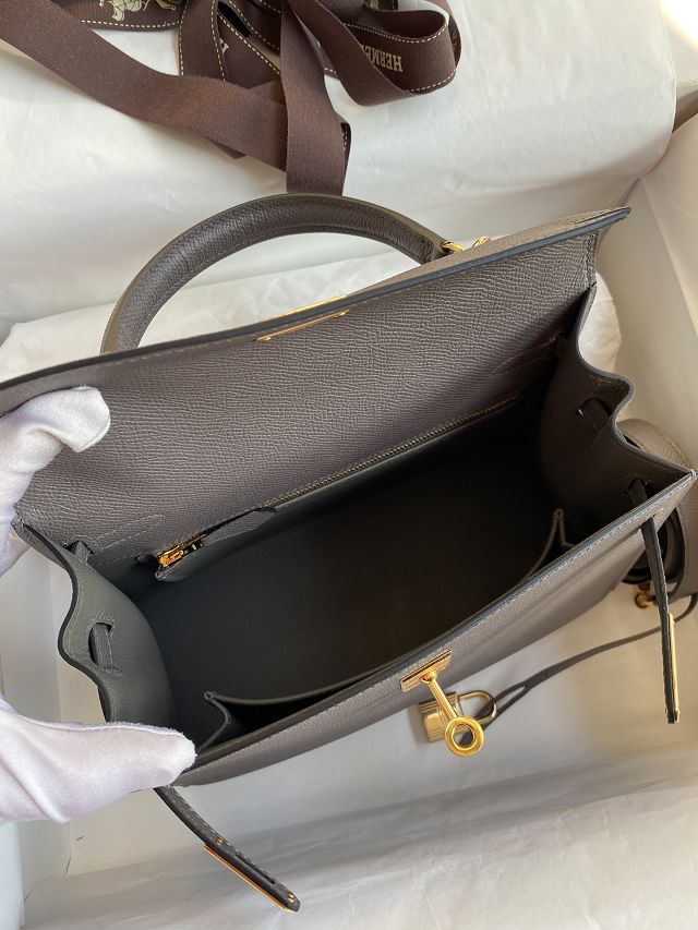 Hermes original epsom leather kelly 32 bag K32-1 grey etain 