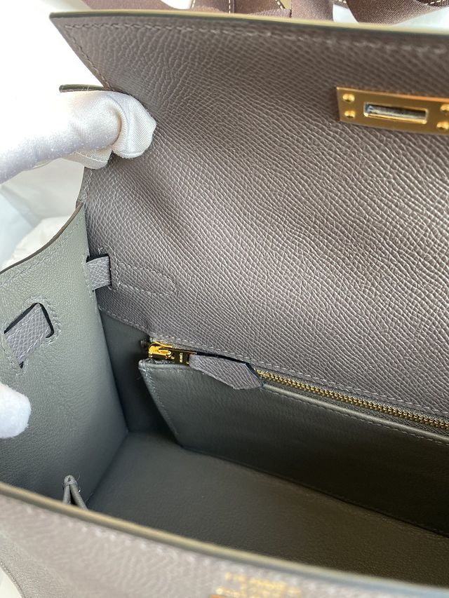 Hermes original epsom leather kelly 32 bag K32-1 grey etain 