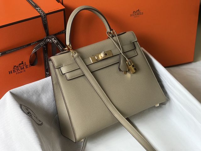 Hermes original epsom leather kelly 32 bag K32-1 grey tourterelle