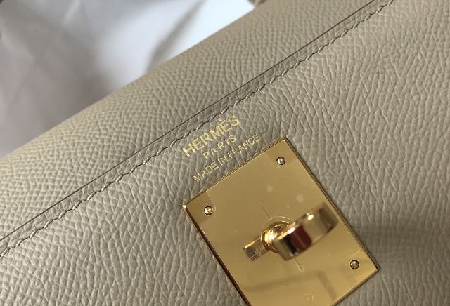 Hermes original epsom leather kelly 32 bag K32-1 grey tourterelle