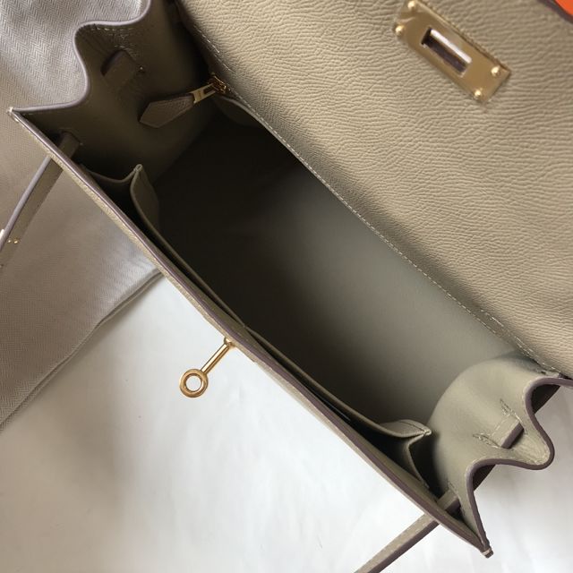 Hermes original epsom leather kelly 32 bag K32-1 grey tourterelle