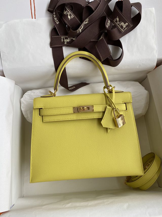 Hermes original epsom leather kelly 32 bag K32-1 lime