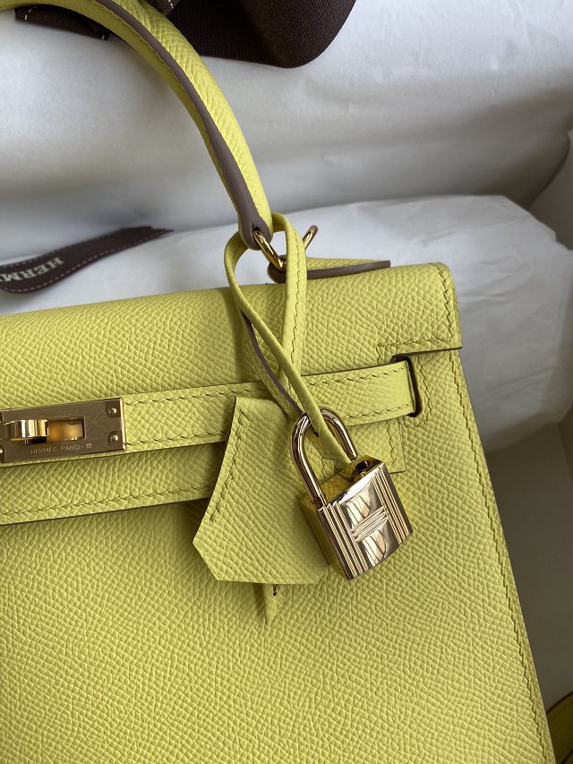 Hermes original epsom leather kelly 32 bag K32-1 lime