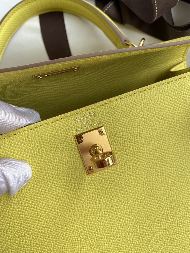 Hermes original epsom leather kelly 32 bag K32-1 lime