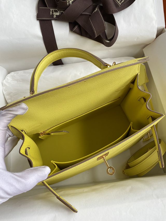 Hermes original epsom leather kelly 32 bag K32-1 lime