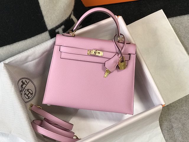 Hermes original epsom leather kelly 32 bag K32-1 mauve sylvestre