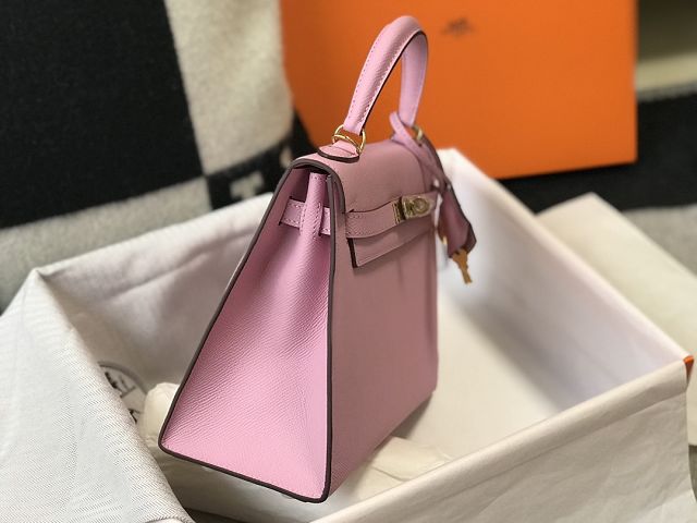 Hermes original epsom leather kelly 32 bag K32-1 mauve sylvestre