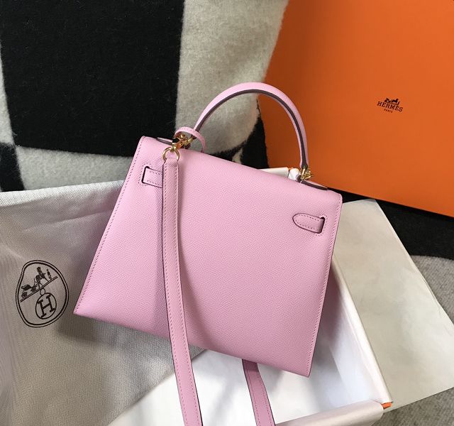 Hermes original epsom leather kelly 32 bag K32-1 mauve sylvestre