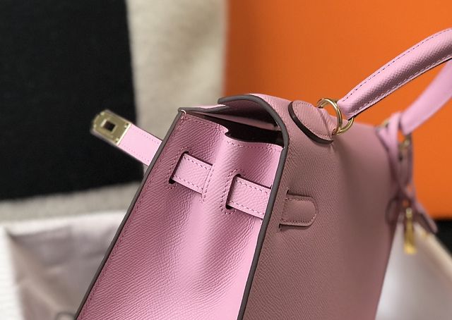 Hermes original epsom leather kelly 32 bag K32-1 mauve sylvestre
