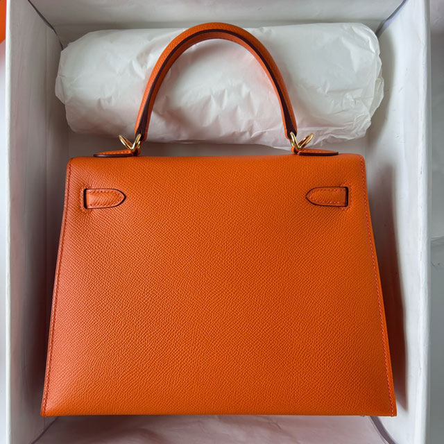 Hermes original epsom leather kelly 28 bag K28-2 orange