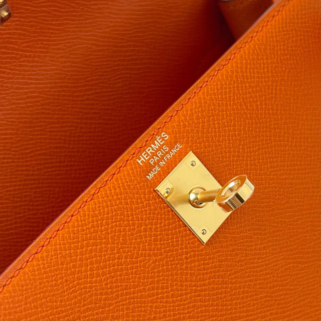 Hermes original epsom leather kelly 28 bag K28-2 orange
