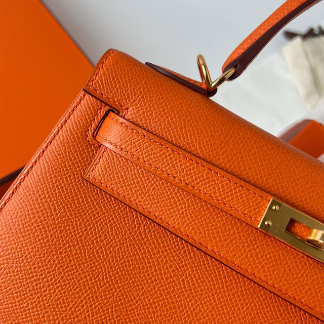 Hermes original epsom leather kelly 28 bag K28-2 orange
