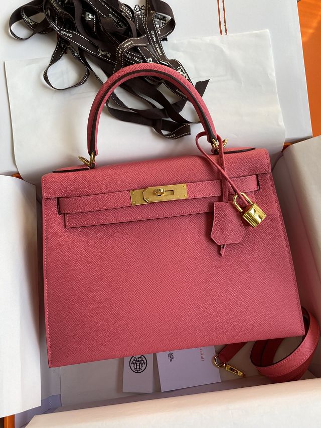 Hermes original epsom leather kelly 32 bag K32-1 rose lipstick  