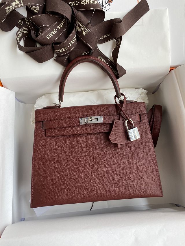 Hermes original epsom leather kelly 28 bag K28-2 rouge H	
