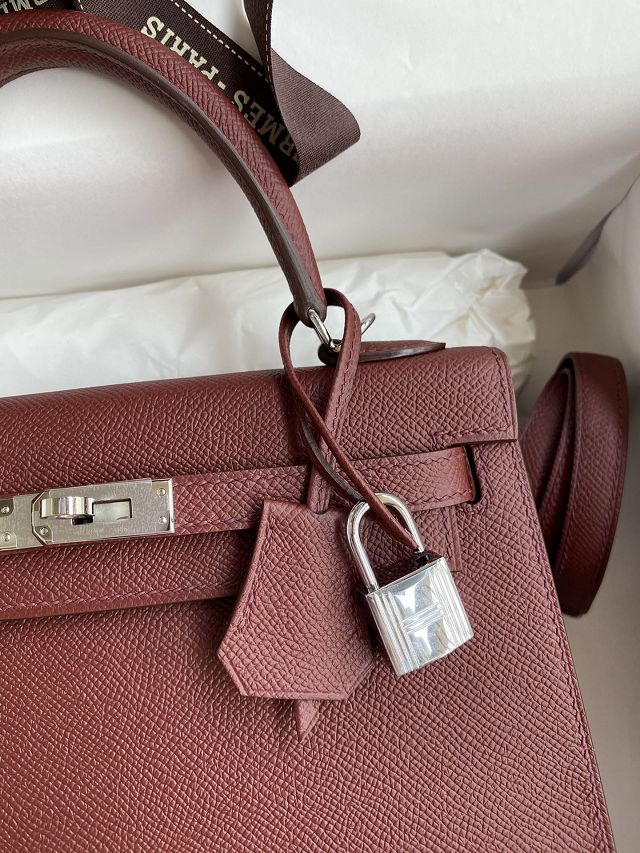 Hermes original epsom leather kelly 28 bag K28-2 rouge H	
