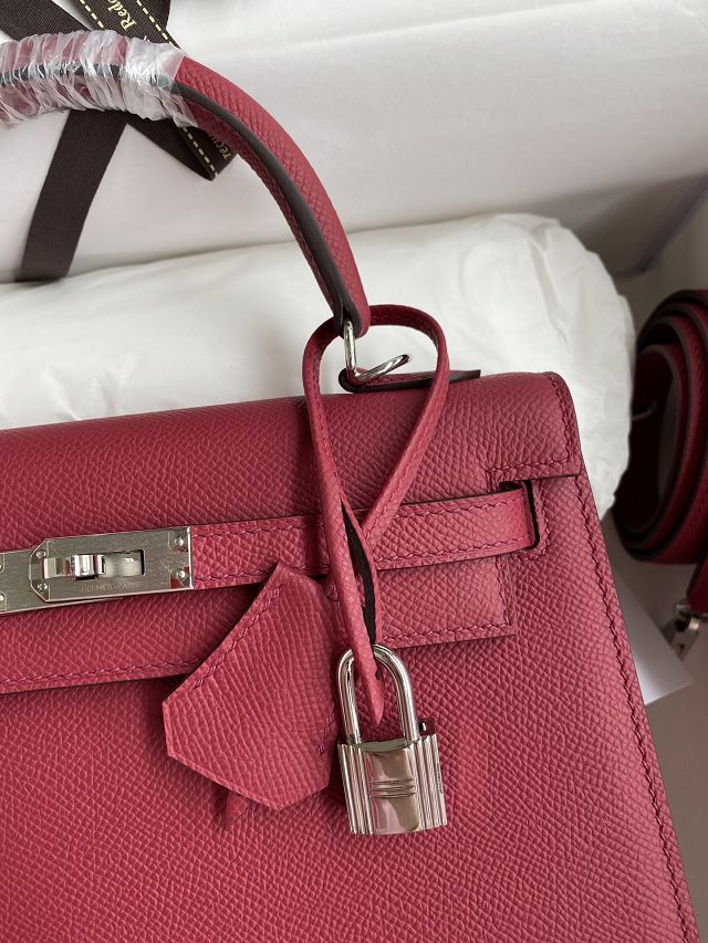 Hermes original epsom leather kelly 25 bag K25-1 ruby