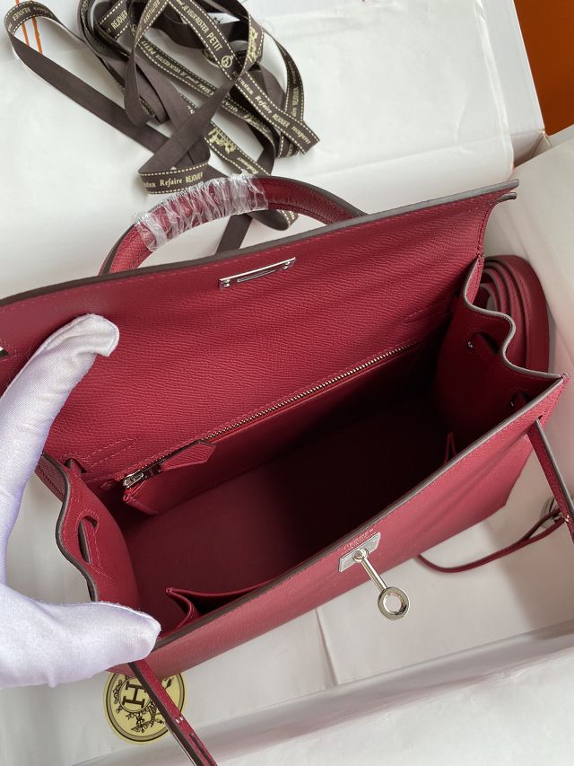 Hermes original epsom leather kelly 25 bag K25-1 ruby